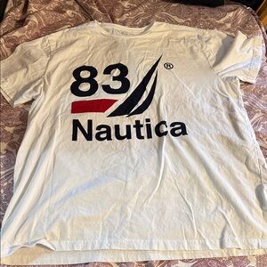 Nautica White Tee with Navy and Red Accents